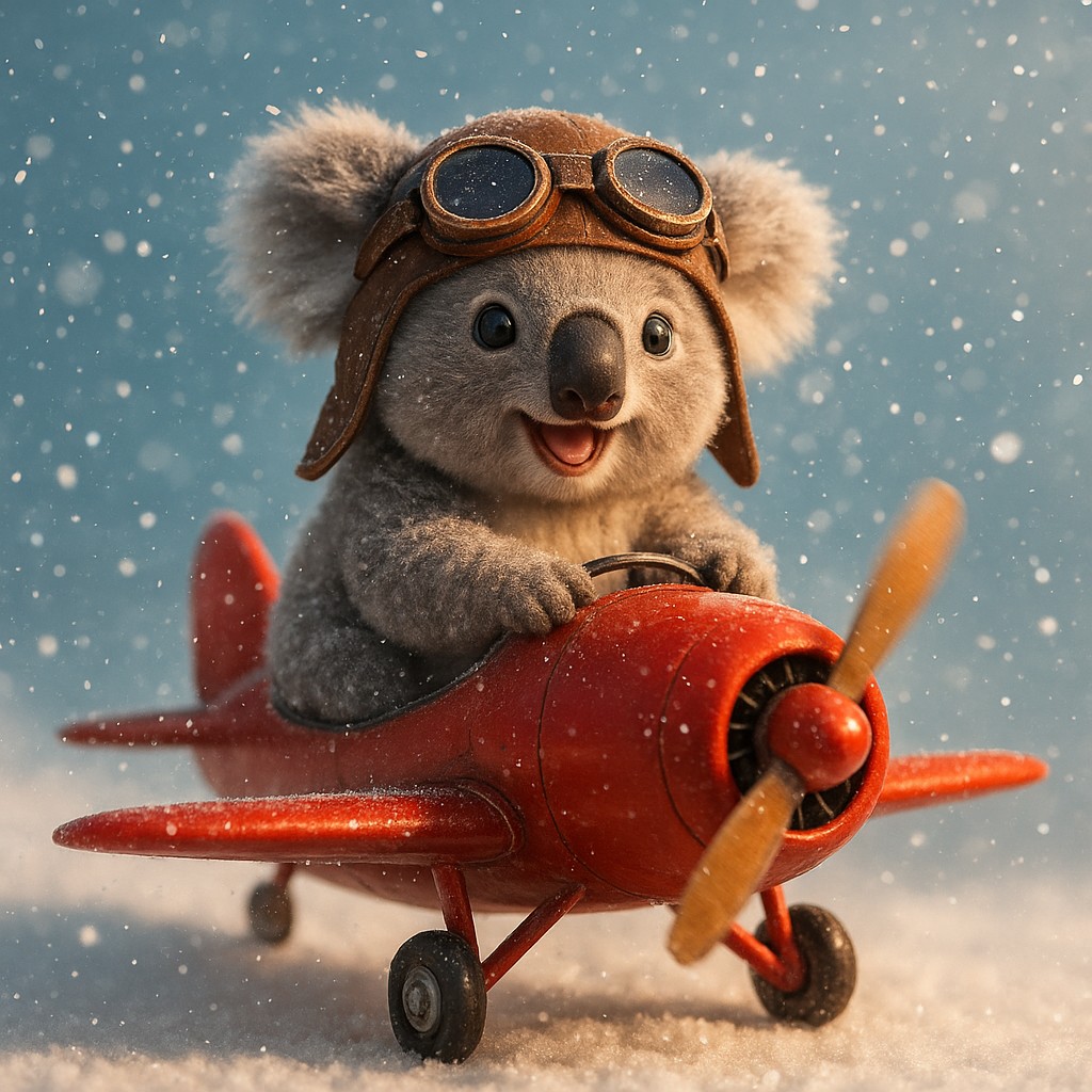 gbaje লাল প্রপেলার বিমানে আকাশে উড়ছে কার্টুন-স্টাইলের পাইলট